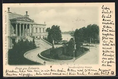 AK Schwerin / Mecklenburg, Grossherzogliches Museum aus der Vogelschau