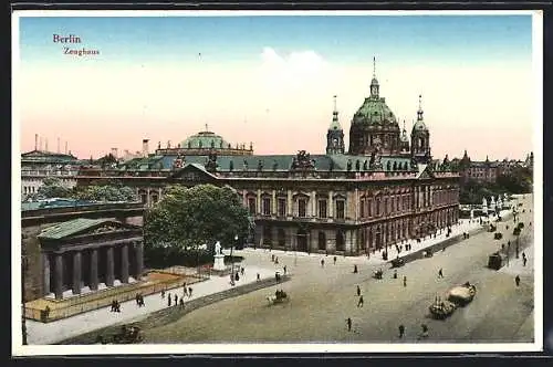 AK Berlin, Zeughaus und Strasse aus der Vogelschau