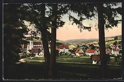 AK Unterkirnach /Schwarzwald, Ortsansicht vom Waldrand aus