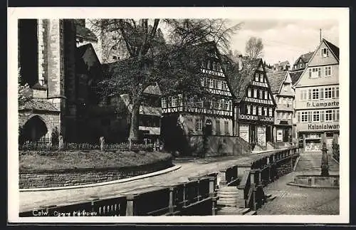 AK Calw, oberer Marktplatz mit Kolonialwarenhandlung