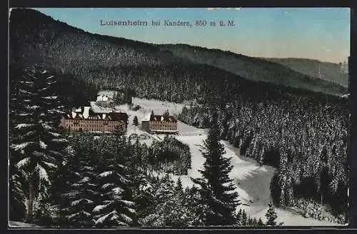 AK Luisenheim bei Kandern, Ortspartie im Schnee