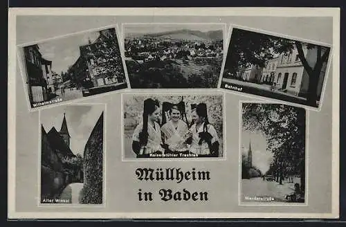 AK Müllheim, Wilhelmstrasse, Bahnhof, Alter Winkel