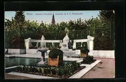 AK Wien, Denkmal Kaiserin Elisabeth (Sissi) von Österreich im k. k. Volksgarten