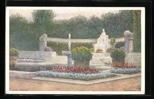 Künstler-AK Wien, Denkmal der Kaiserin Elisabeth (Sissi) von Österreich im Volksgarten