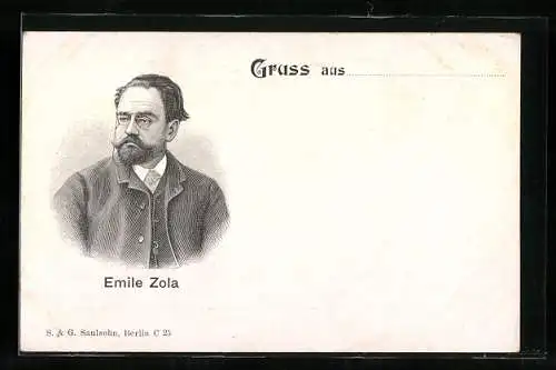 AK Portrait Schriftsteller Emile Zola mit Brille im Anzug