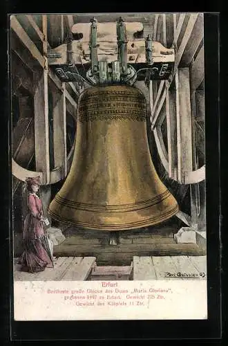 AK Erfurt, Grosse Glocke des Doms Maria Gloriosa gegossen 1497