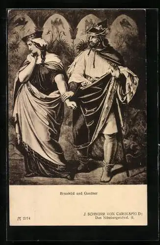 AK Das Nibelungenlied, Brunhild und Gunther