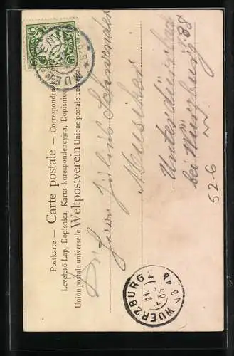 Lithographie Weil`s mich freut!, lachende Maid