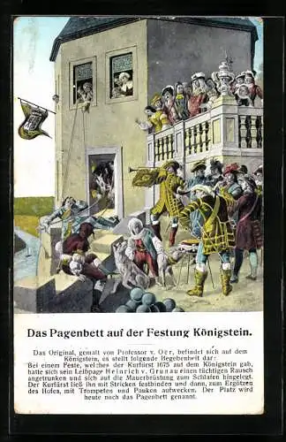 AK Das Pagenbett auf der Festung Königstein