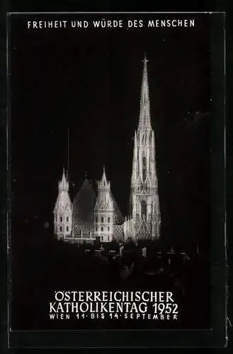 AK Wien, Österreichischer Katholikentag 1952, Kirche bei Nacht