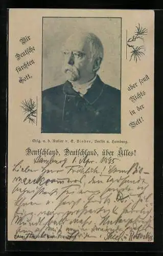 Vorläufer-AK Deutschland über Alles!, 1895, Fürst Otto von Bismarck