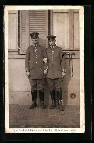 AK Prinz Friedrich Christian und Prinz Heinrich von Sachsen in Feldgrau