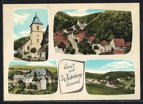 AK Winterburg /Soonwald, Kirche, Ortsansicht und Strassenpartie