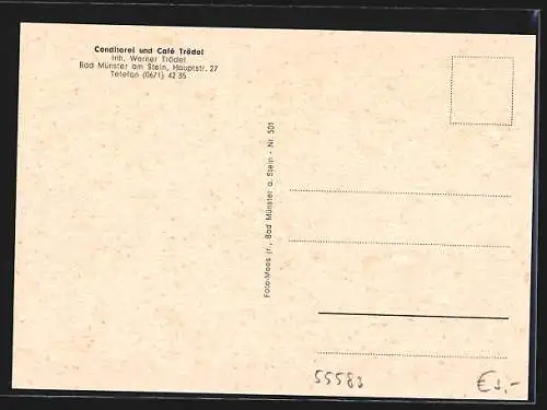 AK Bad Münster am Stein, Conditorei und Café Trödel, Inh. Werner Trödel, Hauptstr. 27