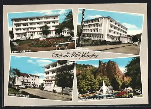 AK Bad Münster, Parksanatorium, Hotel am Kurpark, Rheingrafenstein