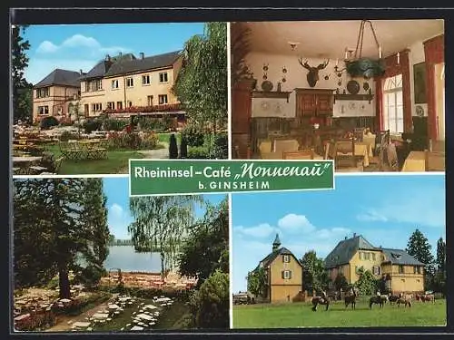 AK Ginsheim, Mehrfachansicht Reininsel-Café Nonnenau