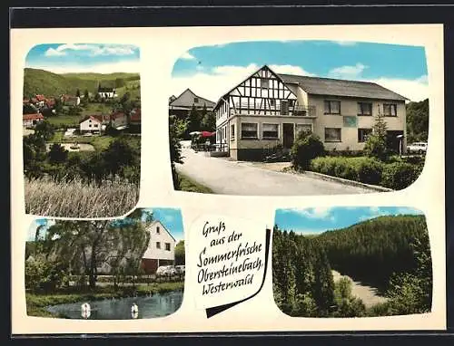 AK Obersteinebach, Ortsansicht, Hotel und Pension Vierschilling, zwei Gebäudeansichten