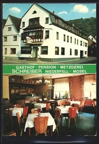 AK Niederfell / Mosel, Gasthaus-Pension-Metzgerei E. Schreiber
