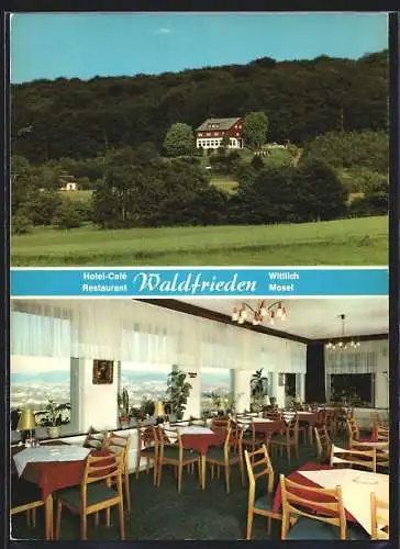 AK Wittlich /Mosel, Hotel-Restaurant Café Waldfrieden, Innenansicht vom Speiseraum