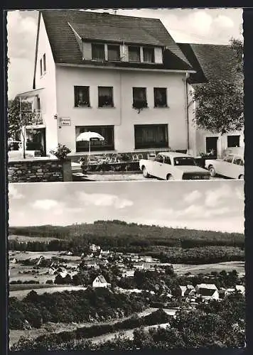 AK Deuselbach /Hochwald, Hotel-Pension L. Manz, Ortsansicht
