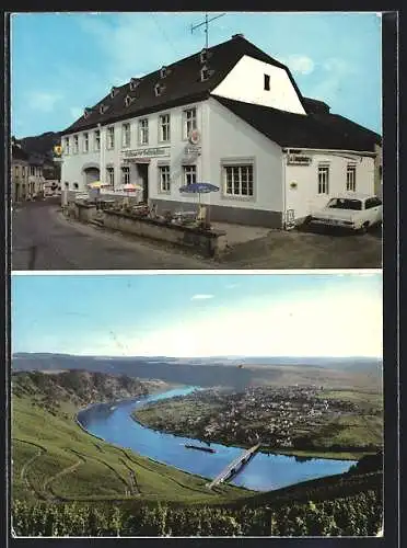 AK Niederemmel /Mosel, Gasthaus zum Goldtröpfchen, Blick auf den Fluss