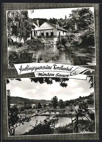 AK Minden-Sauer, Gasthaus Forellenhof mit Karpfenteich