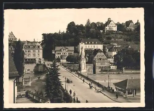 AK Tübingen am Neckar, Eberhardsbrücke und Uhlandhaus