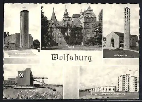AK Wolfsburg / VW-Werk, Volkswagenwerk, Hochhaus am Berliner Ring, Schloss