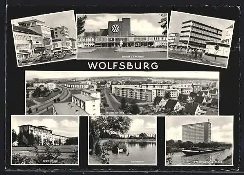 AK Wolfsburg / VW-Werk, Bahnhof u. V. W.-Werk, Porschestr.