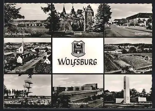 AK Wolfsburg / VW-Werk, Goethestrasse, Volkswagenwerk, Schwimmbad, Schloss
