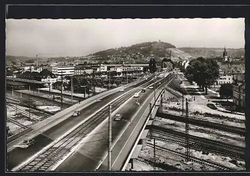 AK Karlsruhe-Durlach, Brücke am Bahnhof