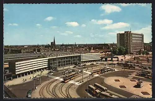 AK Rotterdam, Zentralbahnhof aus der Vogelschau