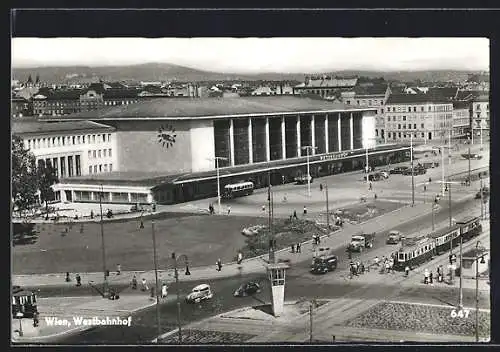 AK Wien, Westbahnhof mit Strassenbahn