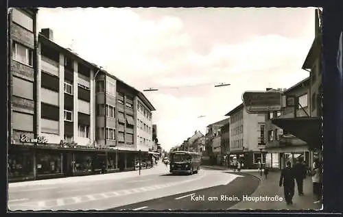 AK Kehl am Rhein, Hauptstrasse mit Geschäftshäusern