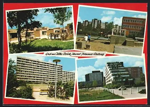 AK Köln-Brück, Konrad-Adenauer-Siedlung, Wohnhäuser, Spielplatz, Strassenpartie