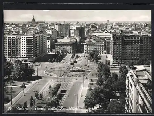 AK Milano, Piazza della Repubblica, Strassenbahn