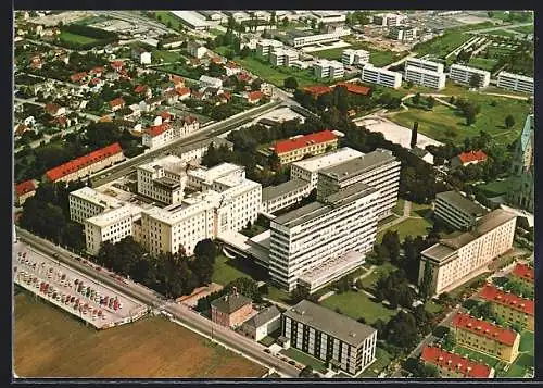 AK Wels O.-Ö., Krankenhaus aus der Vogelschau, Fliegeraufnahme