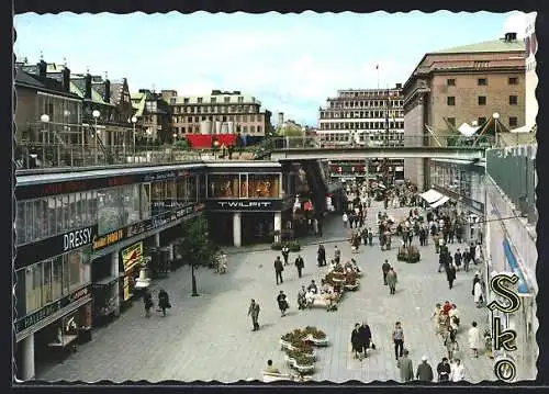 AK Stockholm, Sergelgatan aus der Vogelschau