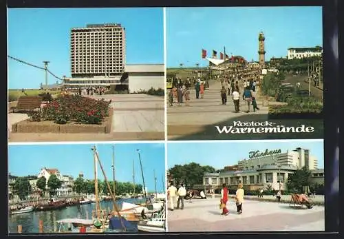 AK Warnemünde /Rostock, Blick zum Hotel Neptun, Strandpromenade und Kurhaus
