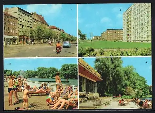 AK Berlin-Weissensee, Klement-Gottwald-Allee, Michelangelo-Strasse, Freibad, Milchhäuschen