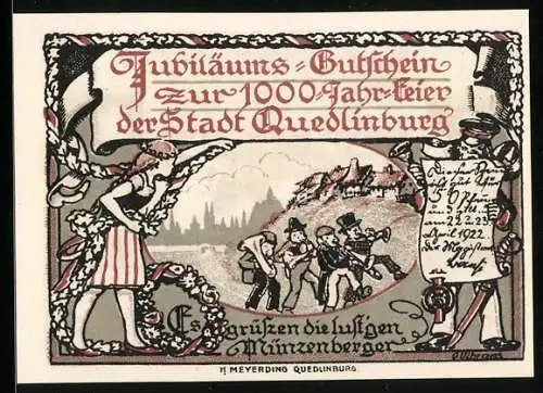 Notgeld Quedlinburg 1921, 50 Pfennig, Die lustigen Münzenberger