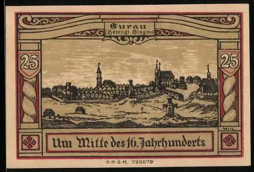 Notgeld Guhrau /Breslau, 25 Pfennig, Stadt im 16. Jhr.