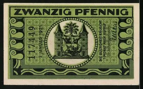 Notgeld Ilmenau 1921, 20 Pfennig, Goethehäuschen im Wald