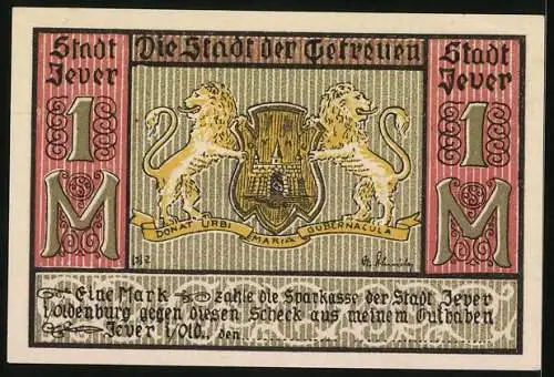 Notgeld Jever i. Old., 1 Mark, Das Schloss 1434, 1682 und 1734