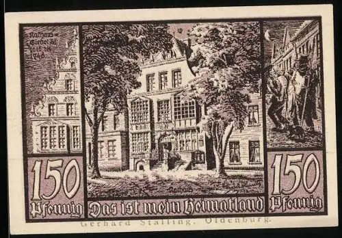 Notgeld Jever i. Old., 150 Pfennig, Rathaus-Giebel, Rathaus