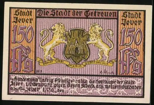 Notgeld Jever i. Old., 150 Pfennig, Rathaus-Giebel, Rathaus