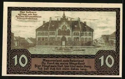 Notgeld Johannisburg /Ostpr. 1920, 10 Pfennig, Das Rathaus