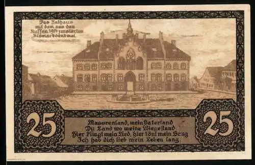 Notgeld Johannisburg /Ostpr. 1920, 25 Pfennig, Das Rathaus