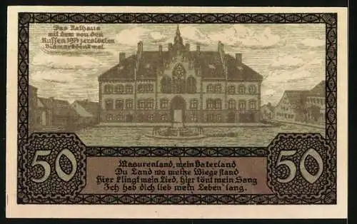 Notgeld Johannisburg /Ostpr. 1920, 50 Pfennig, Das Rathaus