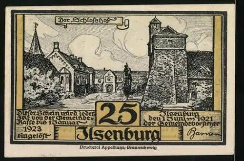 Notgeld Ilsenburg 1921, 25 Pfennig, Der Schlosshof
